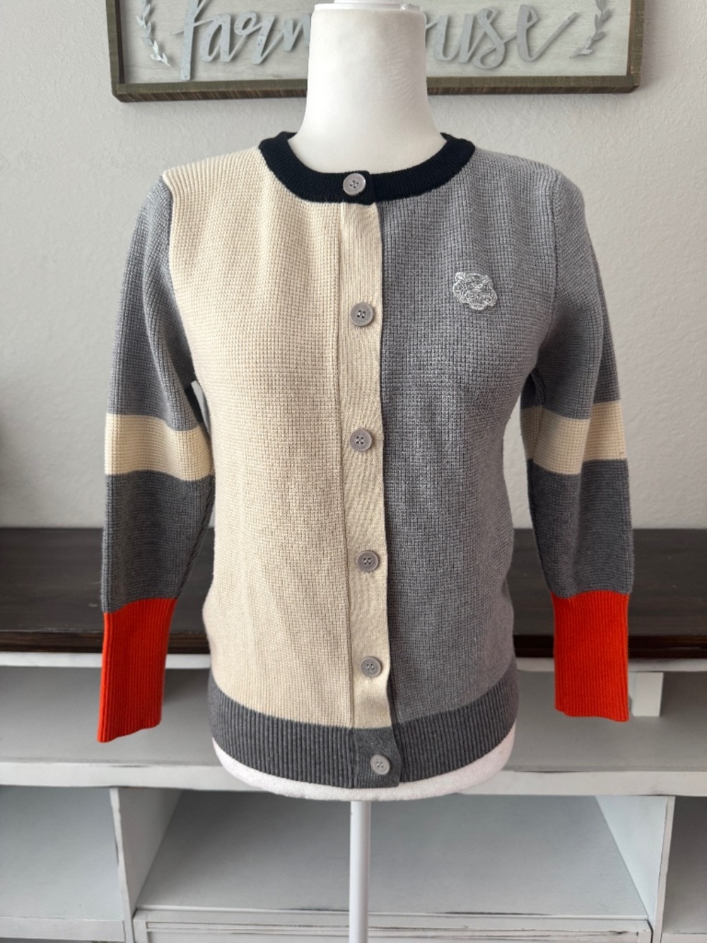 Kenzo Colorblock Tiger Logo Cardigan Sweater‎ Women's Size S C